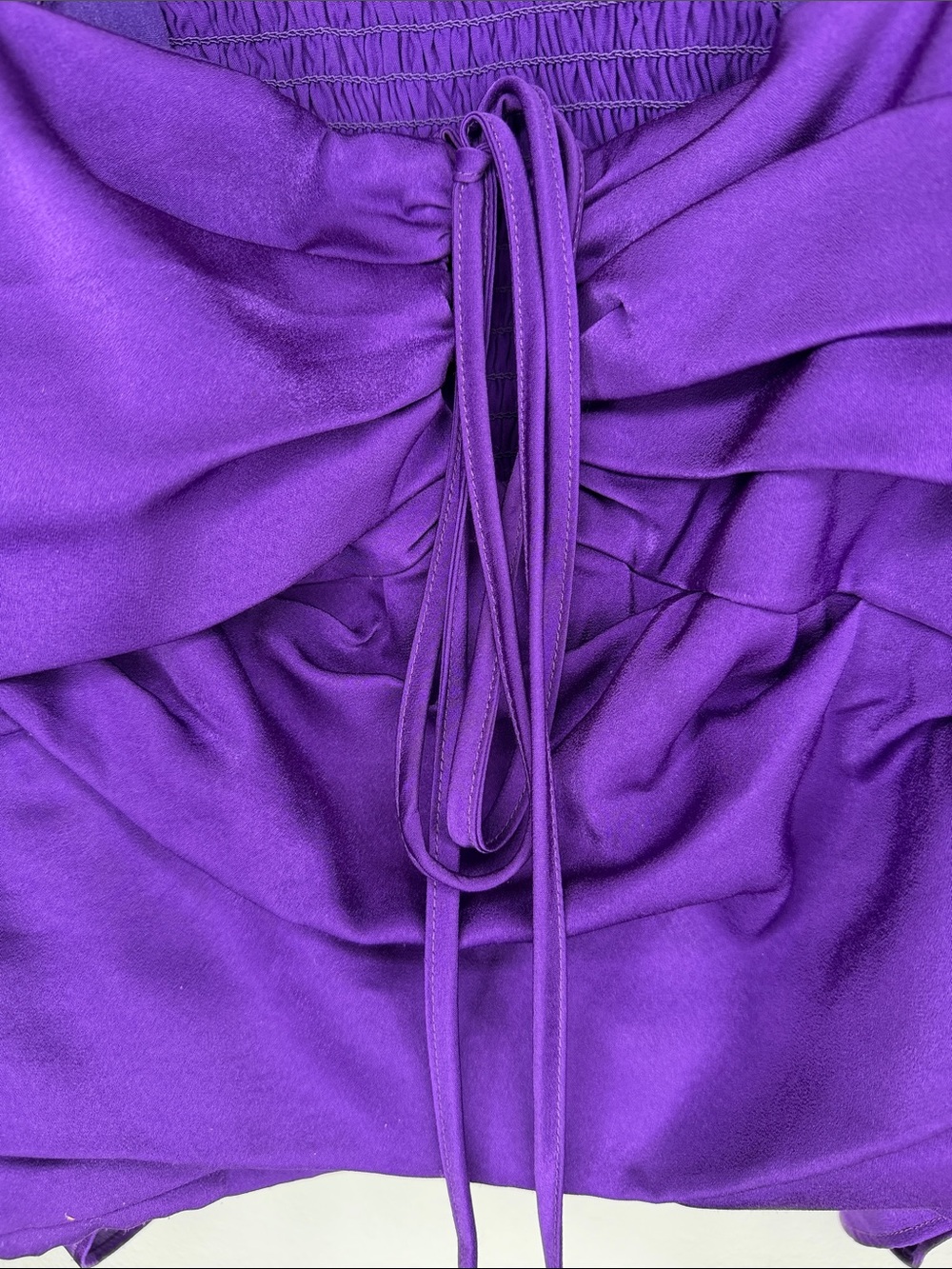 DO+BE Vivid Purple Ruched Tie-Front Square Neck Blouse - Picture 4 of 4